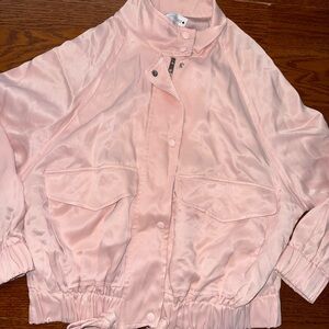 Zara Light Pink Satin Bomber Jacket